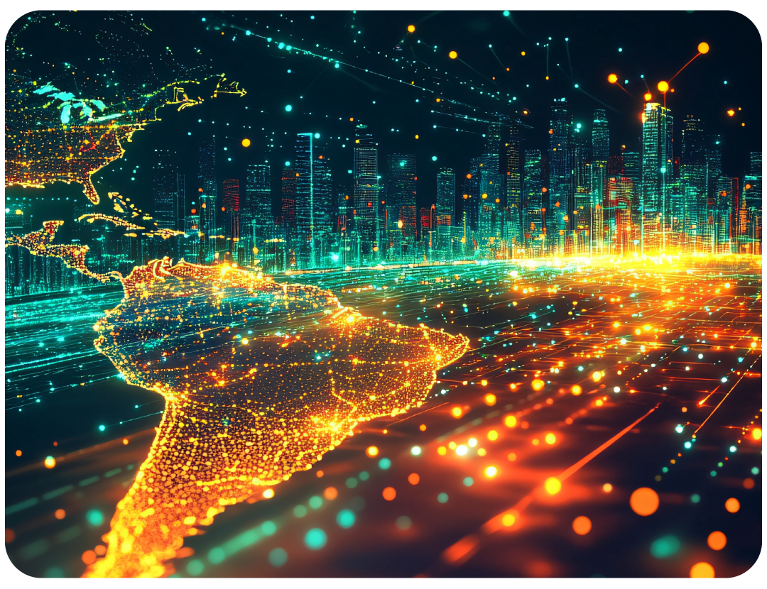mapa de latinoamércia conectado con empresas de Santander multinacionales de Banco Santander Colombia